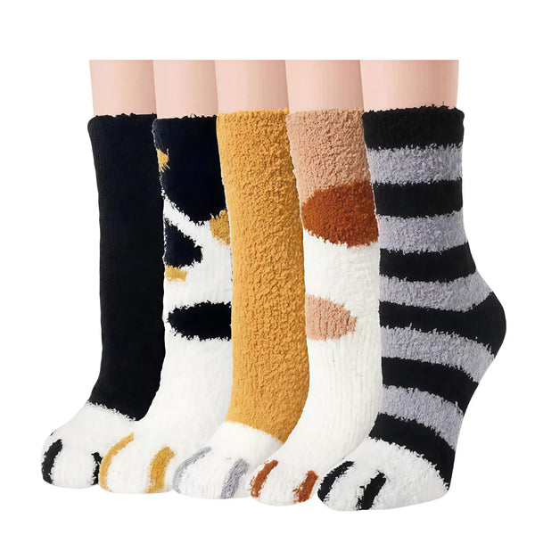 Heating Women Fuzzy Socks Cute Cat Thick Warm Sleeping Postpartum Socks