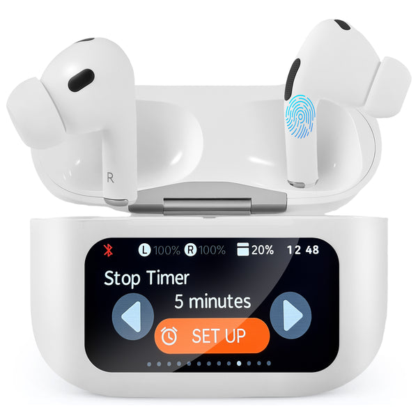 AHANSI Wireless Headphones with Multifunctional Touch Screen ANC/ENC Noise Cancelling Headphones with 35H Playtime