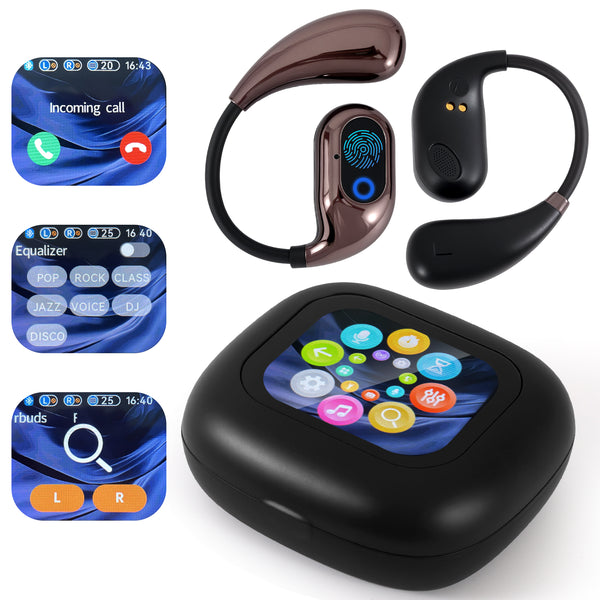 AHANSI Open Ear Headphones, Bluetooth Headphones 5.4 Sports with Smart Digital Display, 80H Playtime