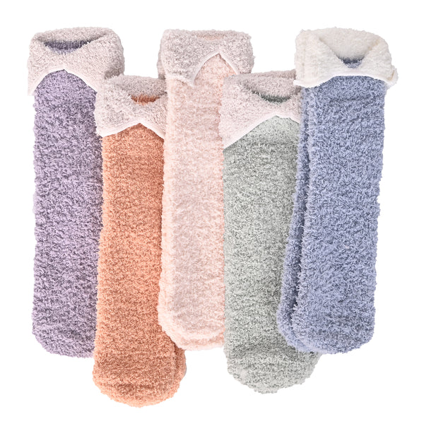 5 Pcs Fuzzy Socks for Women Cuffed Cloud-Feel Breathable Indoor and Outdoor General-Purpose Winter Socks