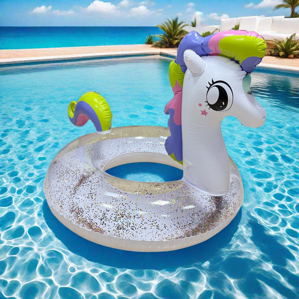 TRANSLINK Extra Large Inflatable Pool Float Unicorn with Glitters Fun Pool Toy