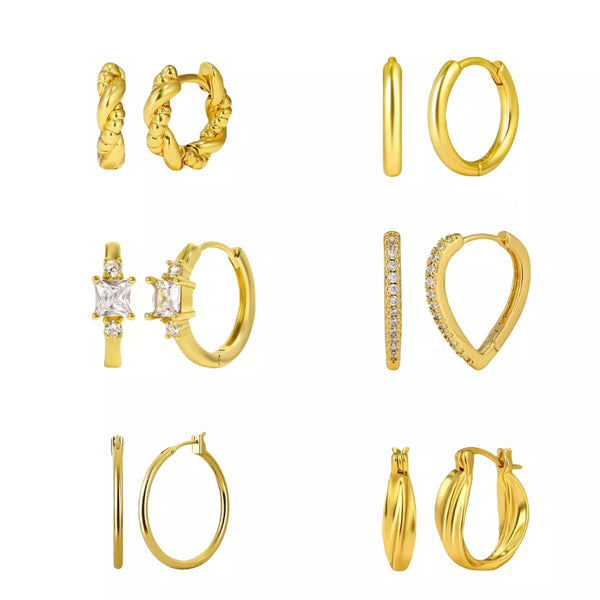 MiracDan 6 Pairs 18K Gold Plated Earrings for Women Unique Chic Add a Touch of Luxury to Your Look