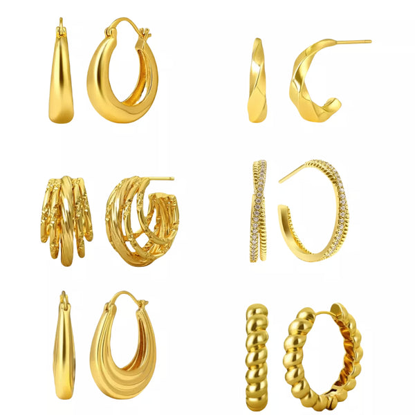 MiracDan Luxury 6 Pairs 18K Gold Plated Hoop Earrings for Women Stylish Comfortable Perfect for All Occasions