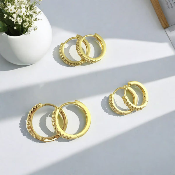 MiracDan 3 Pairs 18K Gold Plated Hoop Earrings for Women, Small Medium Large Hoop Set, Gift Ready