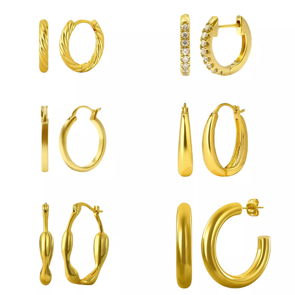 MiracDan 18K Gold Plated Hoop Earrings for Sensitive Everyday Hoop Earrings Set for Women