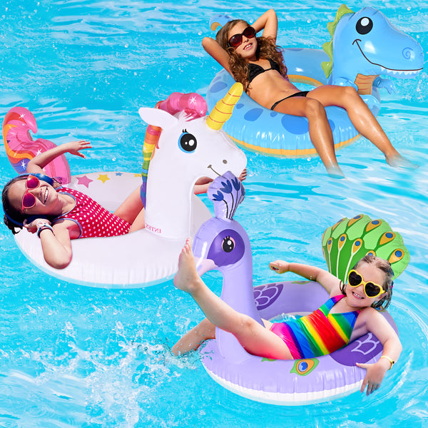 translink 3-Pack Unicorn Pool Float  Inflatable Pool Tubes Toys Party Decorations Summer Vacation Lake Beach Floaty Swim Rings Raft Lounger for Kids