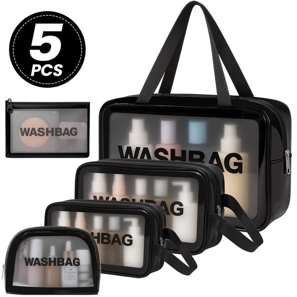 MEPUSON MiracDan Clear Travel Makeup Bag Organizer Waterproof Toiletry Bag Cosmetic Bag Storage Bags Set for Women (black)